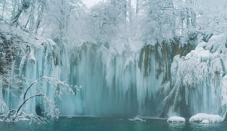 Ледяные водопады Плитвицких озёр
