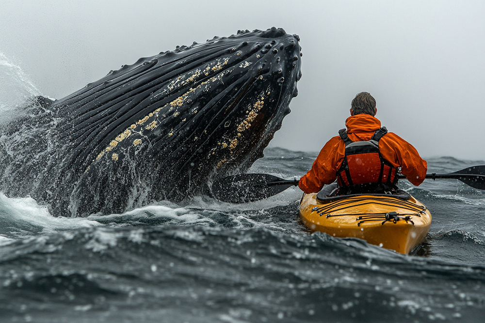 Горбатый кит проглотил, а затем выплюнул каякера у берегов Чили: видео