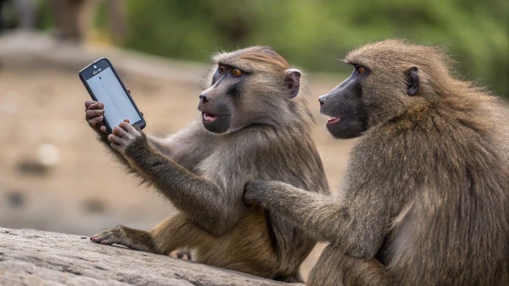Бабуины наснимали видео на упавший в вольер телефон