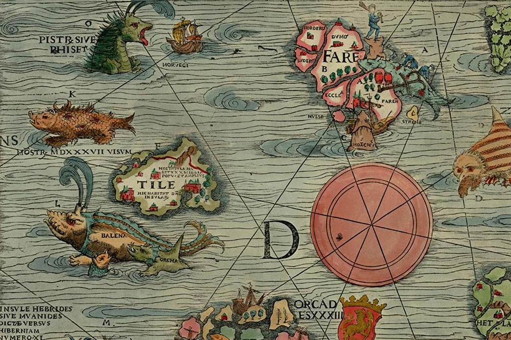 Морская свинья из Carta Marina Олафа Магнуса. С гравюры на меди. 1572 год. Источником изображения послужила брошюра 1537 года. Королевская библиотека, Стокгольм, Швеция