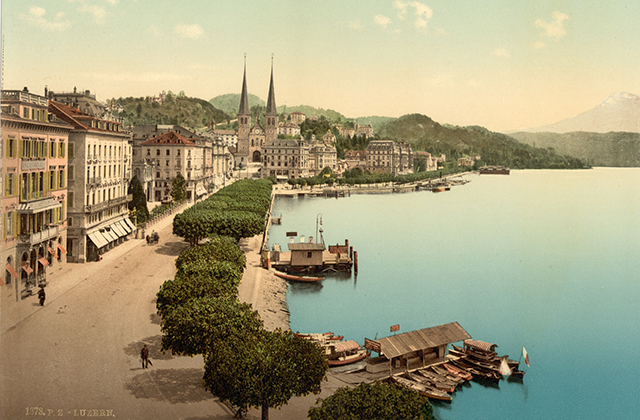 Открытка с изображением города Люцерн