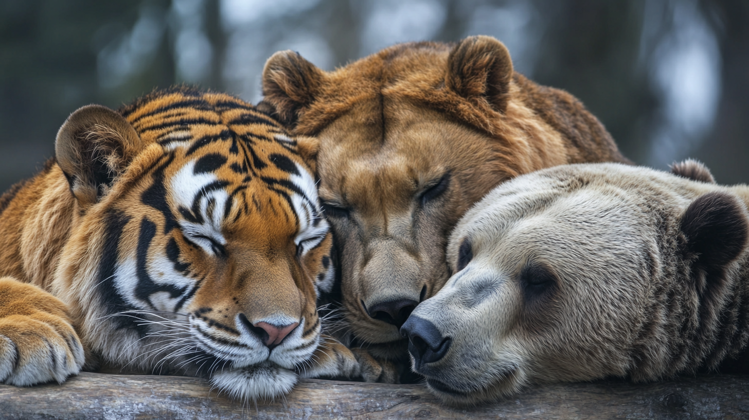 Тигр, лев и медведь дружба