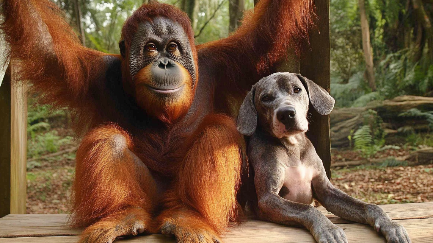 Орангутанг и собака
